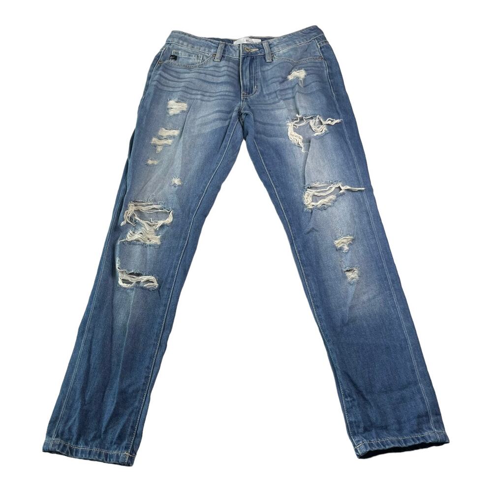 KanCan Womens Size 3/25 Mid Rise Boyfriend Fit Distressed Destroy Jeans KC8281M